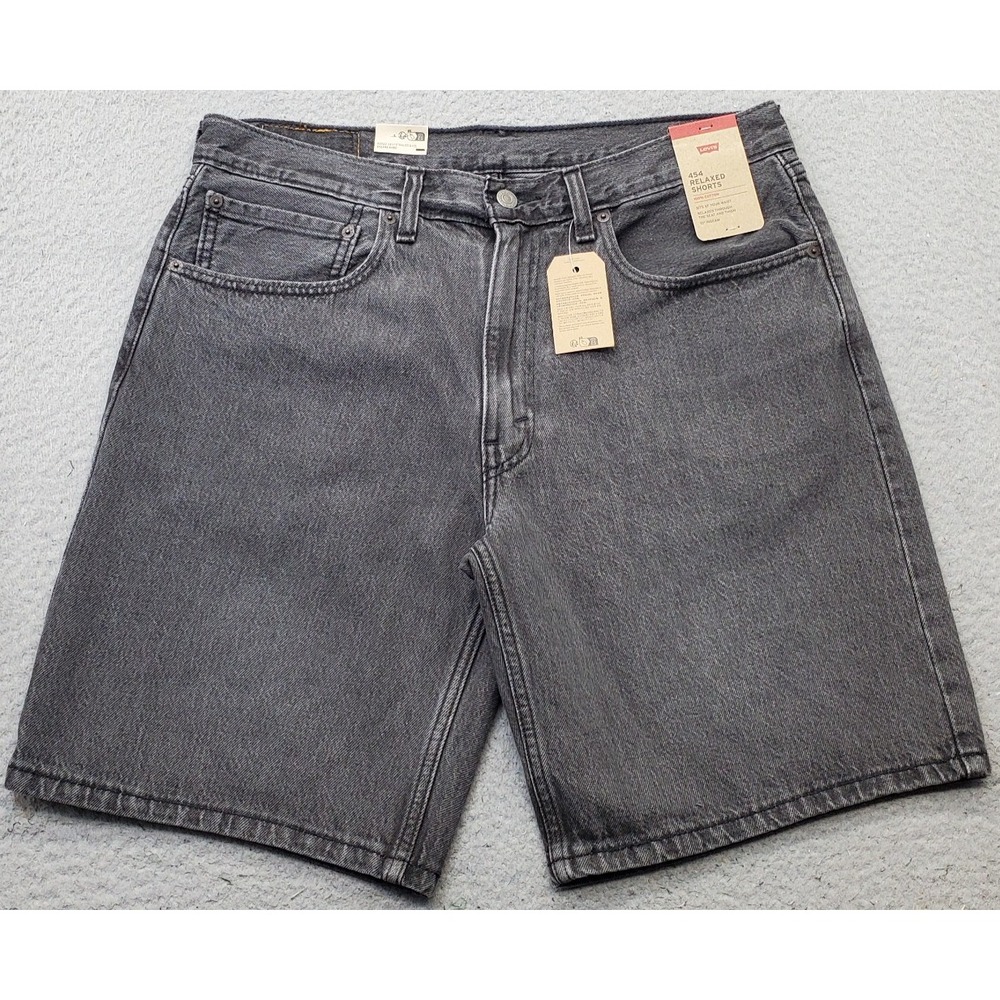 Levi's 454 Relaxed Fit Shorts Mens Size 34 Black Denim Red Tab Classic 5-Pocket